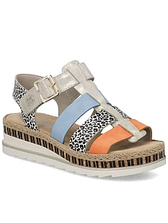 Dámské kožené sandály na platformě Rieker V7904-90