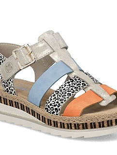 Dámské kožené sandály na platformě Rieker V7904-90