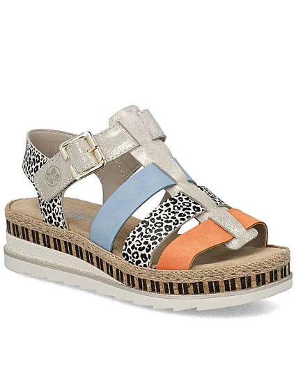 Dámské kožené sandály na platformě Rieker V7904-90