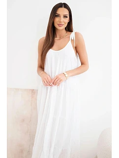 Dámské viskózové šaty na model 22141206 ramínkách bílá - K-Fashion