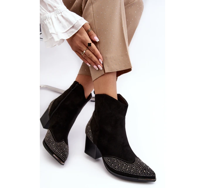 Dámské zdobené kovbojky na sloupku černé Eleduana Dámské zdobené kovbojky na sloupku černé Eleduana