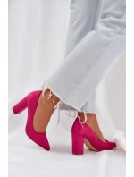 Dámské Lodičky Na Klínku Eko Velur Fuchsie Florena