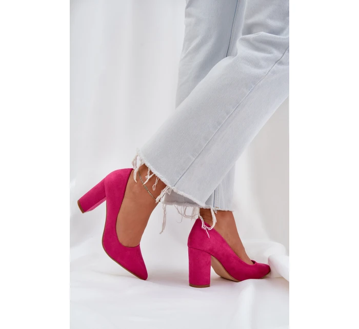 Dámské Lodičky Na Klínku Eko Velur Fuchsie Florena