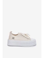 Dámské Tenisky Na Platformě S Dekorativním Šněrováním Béžové model 21701280 - Boto Dámské Tenisky Na Platformě S Dekorativním Šněrováním Béžové model 21701280 - Boto