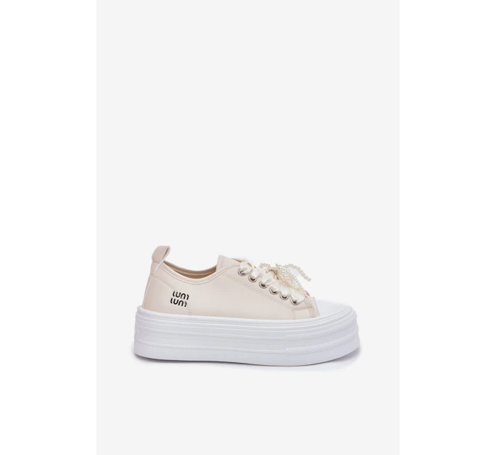 Dámské Tenisky Na Platformě S Dekorativním Šněrováním Béžové model 21701280 - Boto Dámské Tenisky Na Platformě S Dekorativním Šněrováním Béžové model 21701280 - Boto