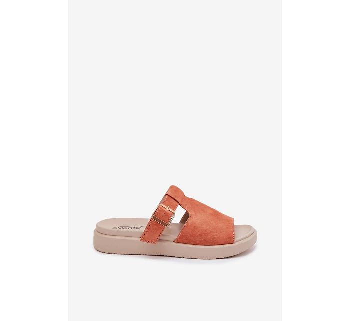 Semišové dámské sandály na platformě s zlatým sponou Oranžové model 22095001 - Boto