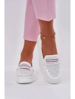 Dámské kožené mokasíny model 21834417 – bílé - Kesi
