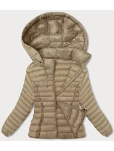 Béžová dámská prošívaná bunda pro přechodné období (16M9101-254)