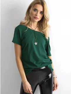 Tmavě zelené dámské tričko Tshirt basic s výstřihem vzadu Feel Good model 21266669 - Factory Price