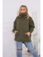 Zateplená mikina se zipem na zádech v barvě khaki Zateplená mikina se zipem na zádech v barvě khaki