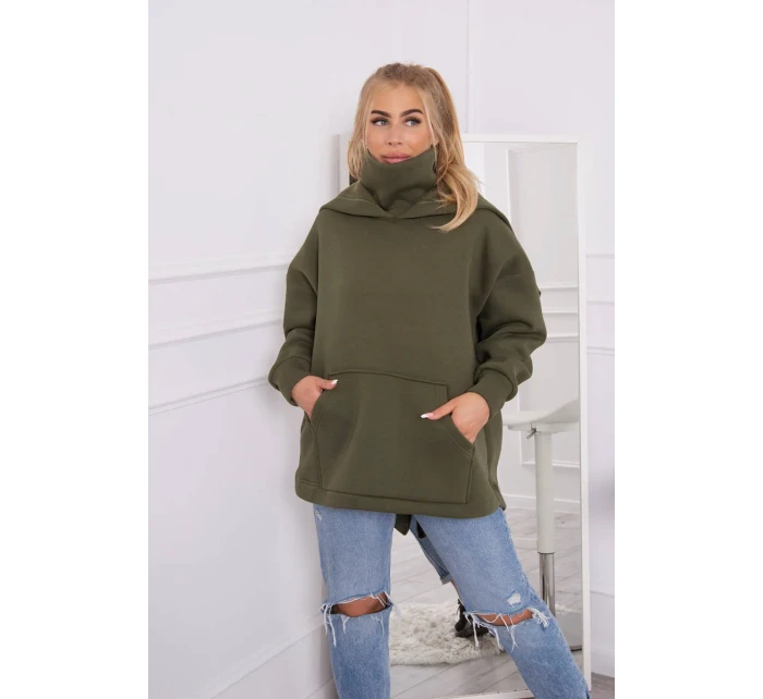 Zateplená mikina se zipem na zádech v barvě khaki Zateplená mikina se zipem na zádech v barvě khaki