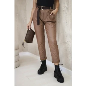 Voskované kalhoty s páskem velbloud