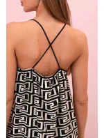 Dámské šaty na ramínka s geometrickým vzorem černý