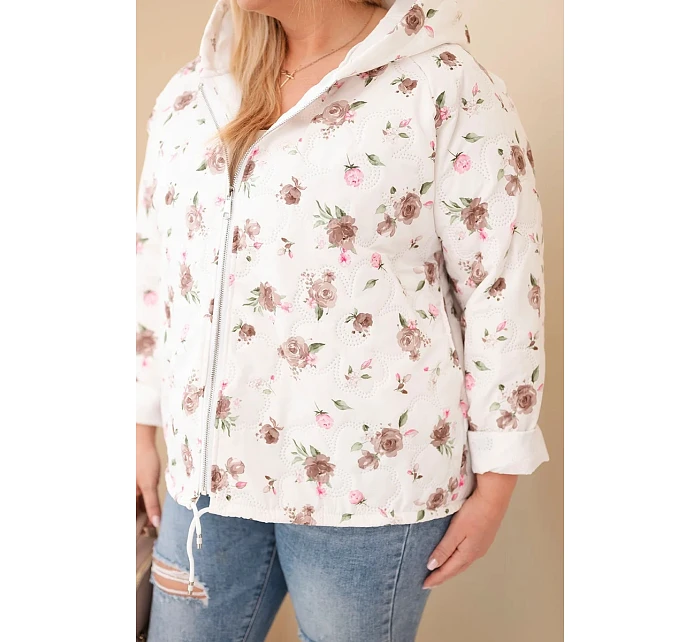 Dámská jarní bunda Plus Size s drobným květinovým vzorem fango