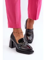 Lakované lodičky na robustním podpatku černé Terimene