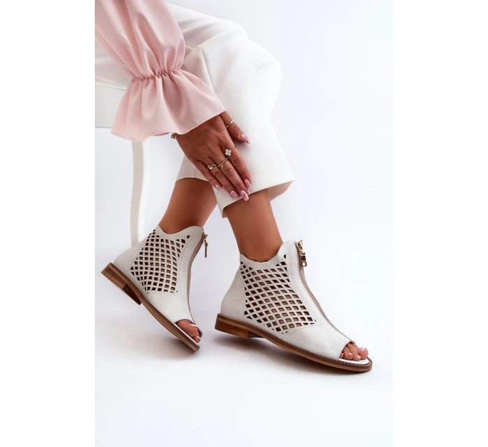 Ažurové Sandály Na Zip Bílé model 21659870 - Zazoo