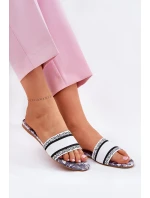 Vzory Ploché Dámské Pantofle Bílé Leysi Vzory Ploché Dámské Pantofle Bílé Leysi