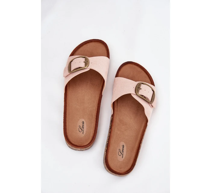 Dámské pantofle s přezkou na korkové platformě růžové Zavira Dámské pantofle s přezkou na korkové platformě růžové Zavira