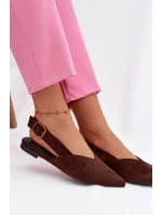 Baleríny se Zlatým Přezkou Eko Semišové Čokoládové model 21937572 - Boto