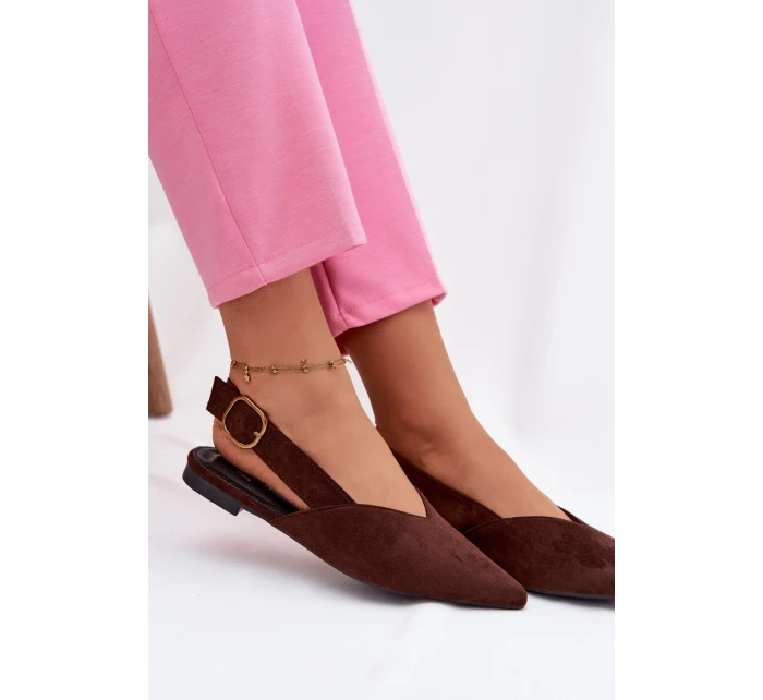 Baleríny se Zlatým Přezkou Eko Semišové Čokoládové model 21937572 - Boto