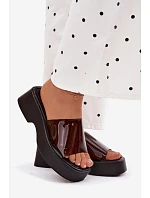 Dámské platformové sandály s průhledným páskem Černé Selestia Dámské platformové sandály s průhledným páskem Černé Selestia