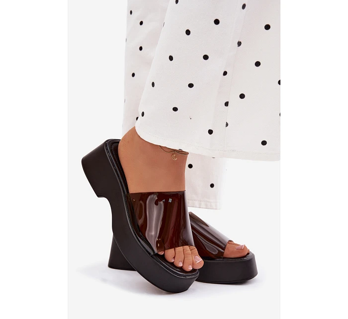 Dámské platformové sandály s průhledným páskem Černé Selestia Dámské platformové sandály s průhledným páskem Černé Selestia