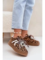 Dámské tenisky s panterím vzorem na platformě s ozdobami – hnědé Vinness Dámské tenisky s panterím vzorem na platformě s ozdobami – hnědé Vinness