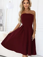 641-1 VIVIENNE korzetové rozšířené midi šaty pro zvláštní příležitosti - vínové