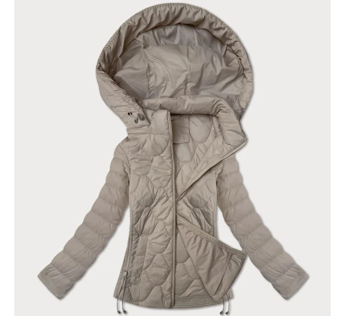 Krátká béžová dámská prošívaná bunda model 21013138 - J.STYLE