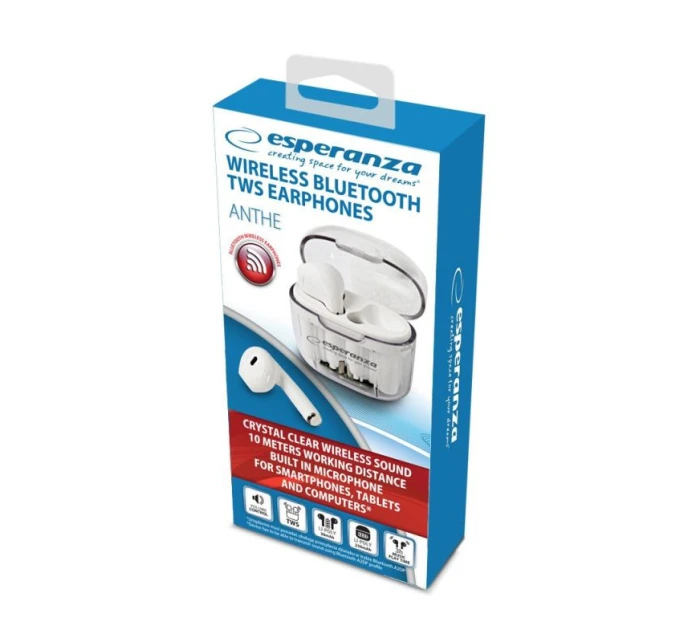 ESPERANZA BLUETOOTH SLUCHÁTKA DO UŠÍ TWS ANTHE WHITERDERA EH237W