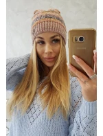 Fleecová čepice Patrycja K254 pink+cappuccino