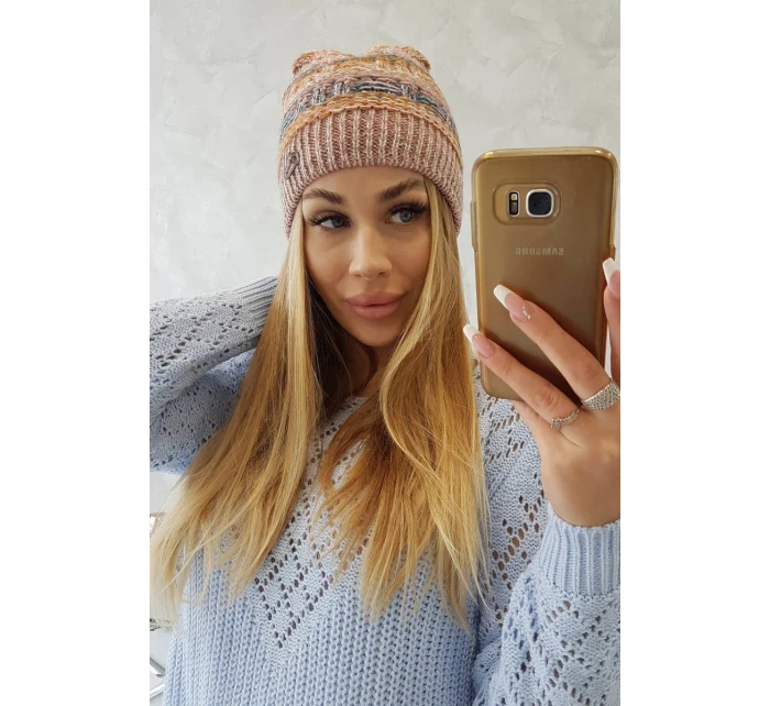 Fleecová čepice Patrycja K254 pink+cappuccino