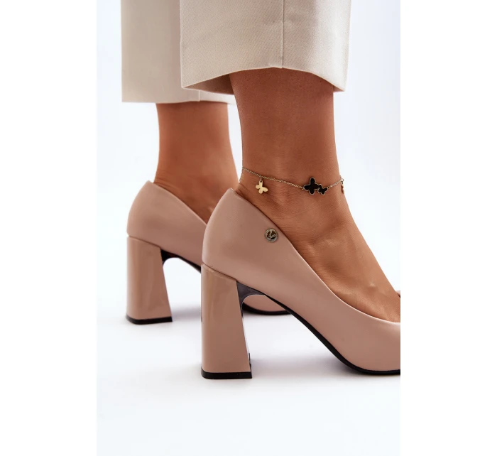 Loděnky Na Podpatku S Mašlí Beige Ariemessa