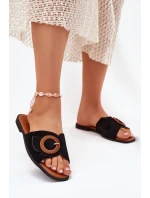 Dámské Pantofle Na Plochém Podpatku S Přezkou Černé model 21698879 - Boto Dámské Pantofle Na Plochém Podpatku S Přezkou Černé model 21698879 - Boto