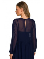 model 17678250 Šifonové šaty s volánem černé - STYLOVE