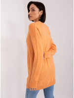 Světle oranžový dámský oversized svetr s dlouhým rukávem RUE PARIS