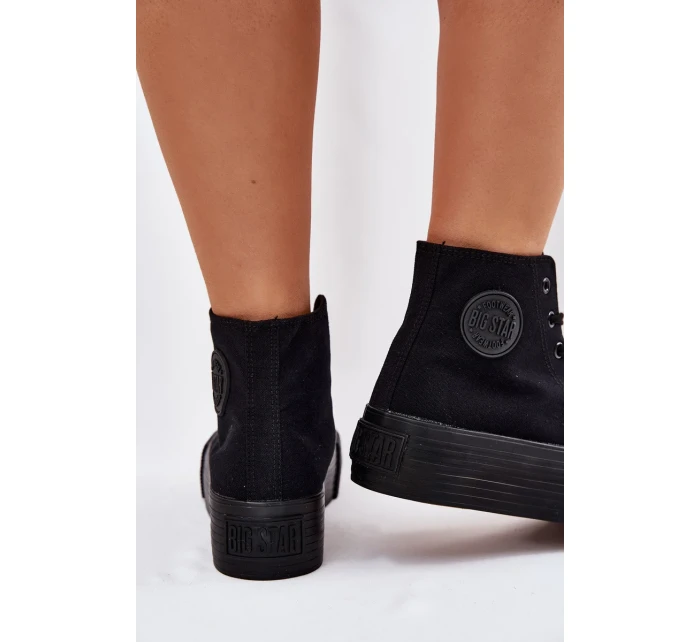 Dámské plátěné tenisky na platformě Big Star – černé Dámské plátěné tenisky na platformě Big Star – černé