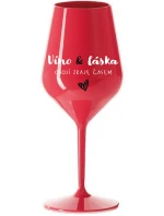 VÍNO A LÁSKA: OBOJÍ ZRAJE ČASEM - červená nerozbitná sklenice na víno 470 ml