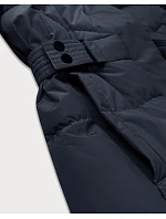 Tmavě modrá dámská zimní bunda s páskem model 21248036 - LHD Tmavě modrá dámská zimní bunda s páskem model 21248036 - LHD