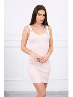 Šaty se zapínáním na ramínka pudrově růžové