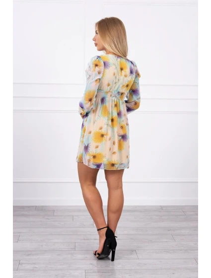 Vzdušné šaty s květinovým motivem žluté Vzdušné šaty s květinovým motivem žluté