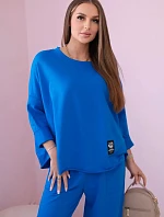 Bavlněná mikina kalhoty set chrpově modrá