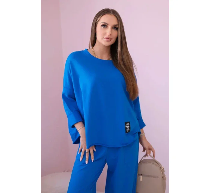 Bavlněná mikina kalhoty set chrpově modrá