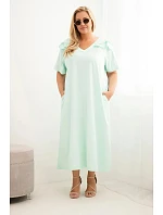 Dámské plus size bavlněné šaty s volánem na ramenou mátová Dámské plus size bavlněné šaty s volánem na ramenou mátová