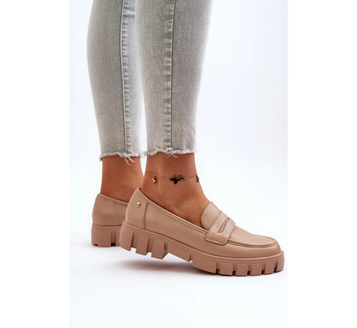 Dámské mokasíny z ekologické kůže béžové model 21649247 - VINCEZA