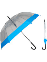 Semiline Dlouhý průhledný deštník s automatickým otevíráním 2507-4 Transparent/Blue
