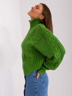 Zelený oversize svetr s dlouhým rukávem