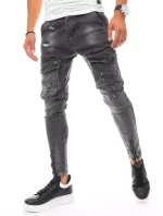 Pánské bojové džínové kalhoty tmavě šedé FashionStreet UX3288