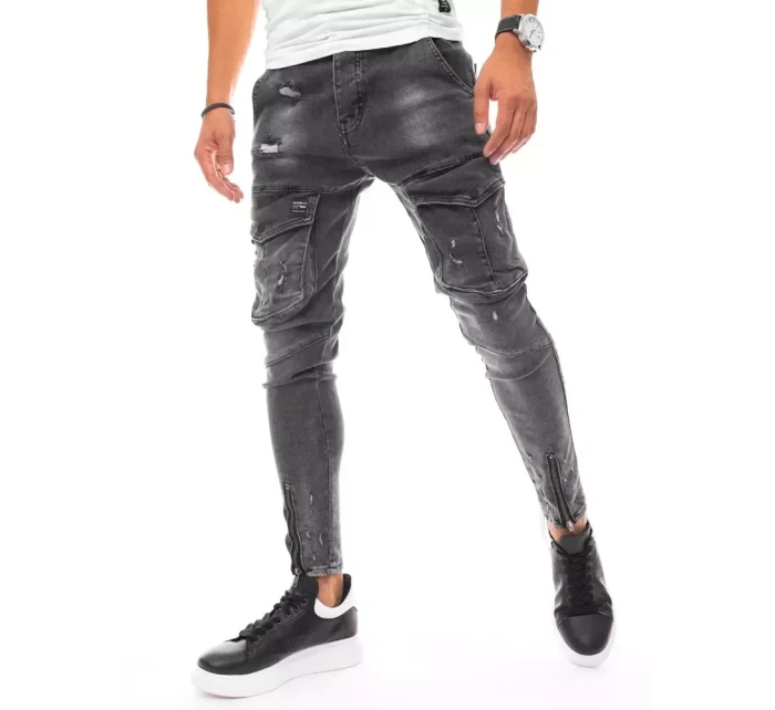 Pánské bojové džínové kalhoty tmavě šedé FashionStreet UX3288