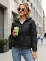 Dámská prošívaná bunda s kapucí černá FashionStreet TY5534 Dámská prošívaná bunda s kapucí černá FashionStreet TY5534
